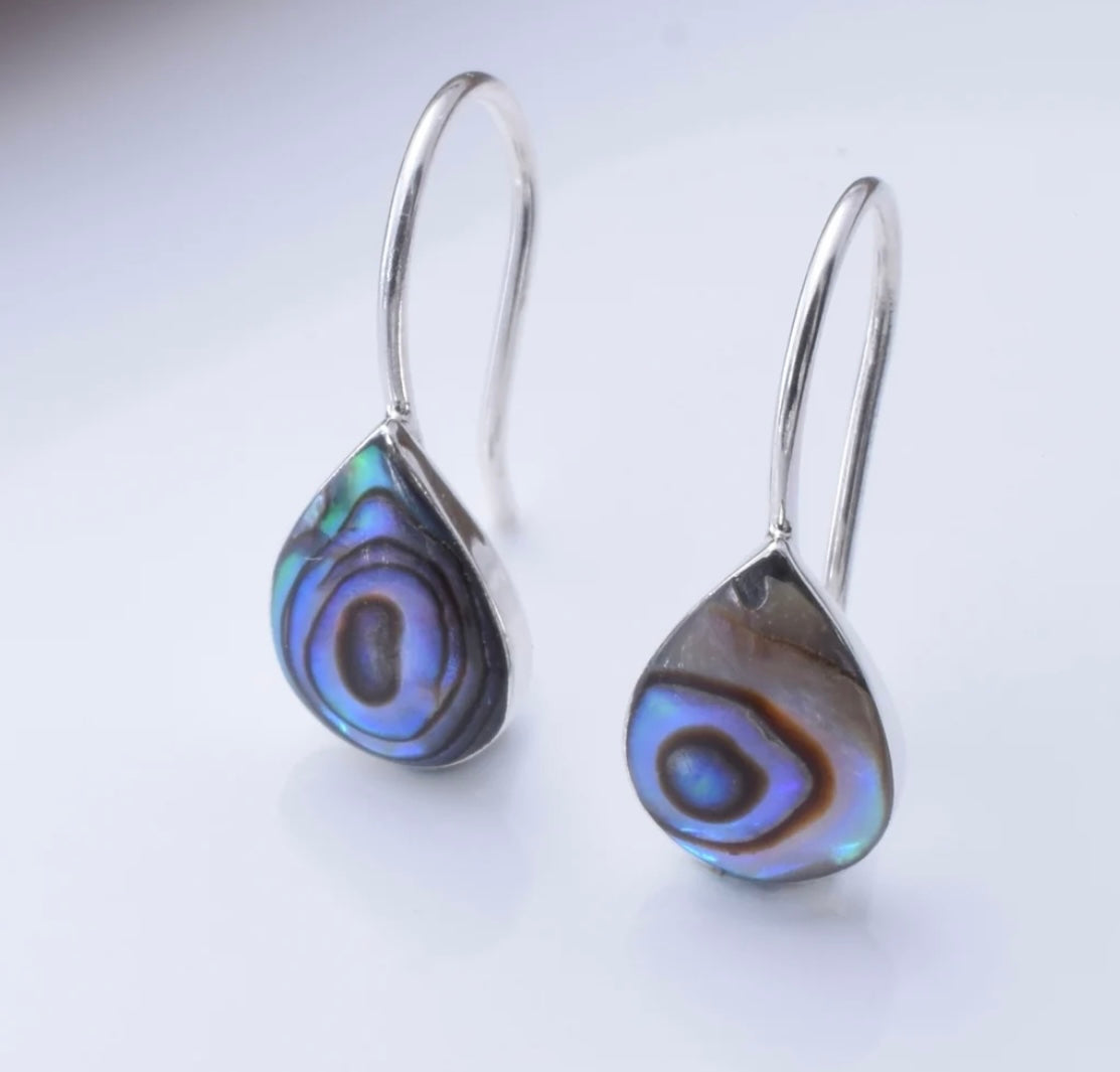 925 silver abalone teardrop earrings