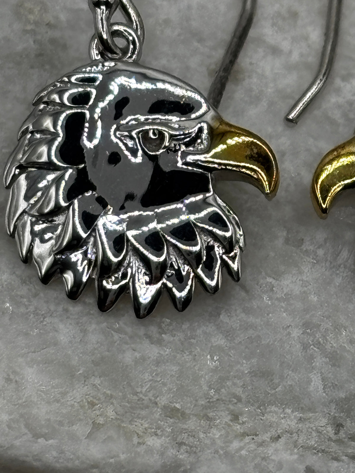 925 Sterling Silver Gold Accented Eagle Drop Earrings