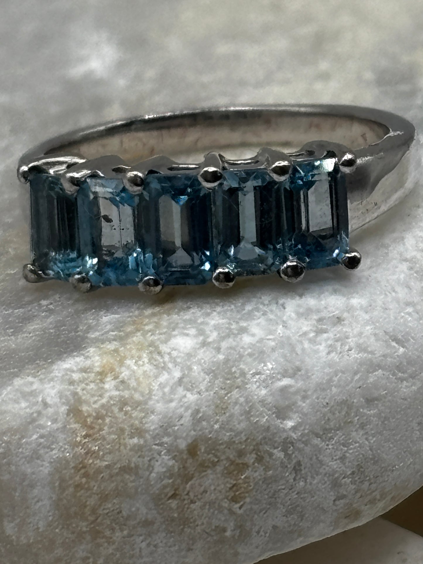 925 Sterling Silver Baguette Cut Half Eternity Ring Size M