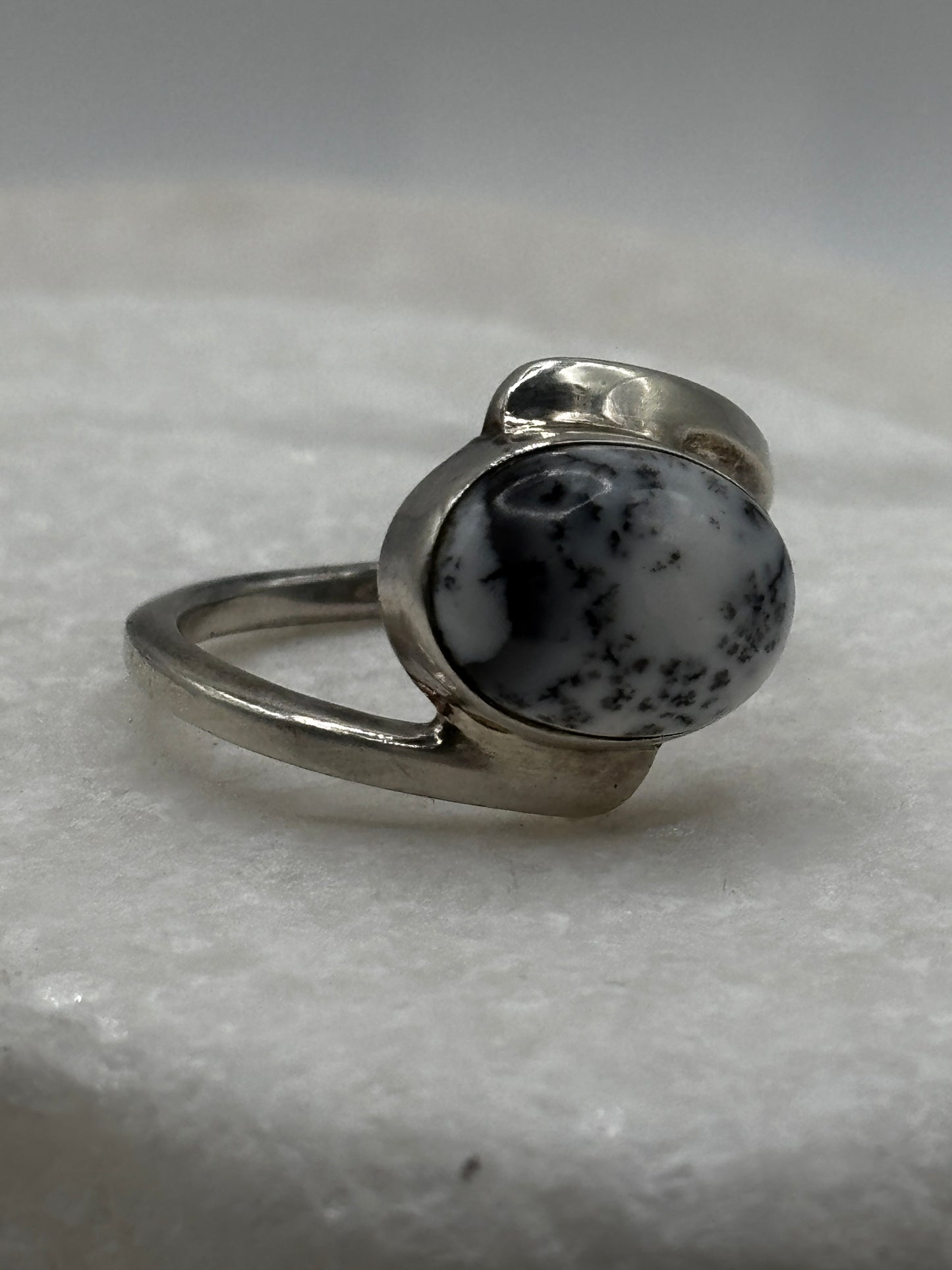Vintage 925 Sterling Silver Dendritic Opal Ring - Size V