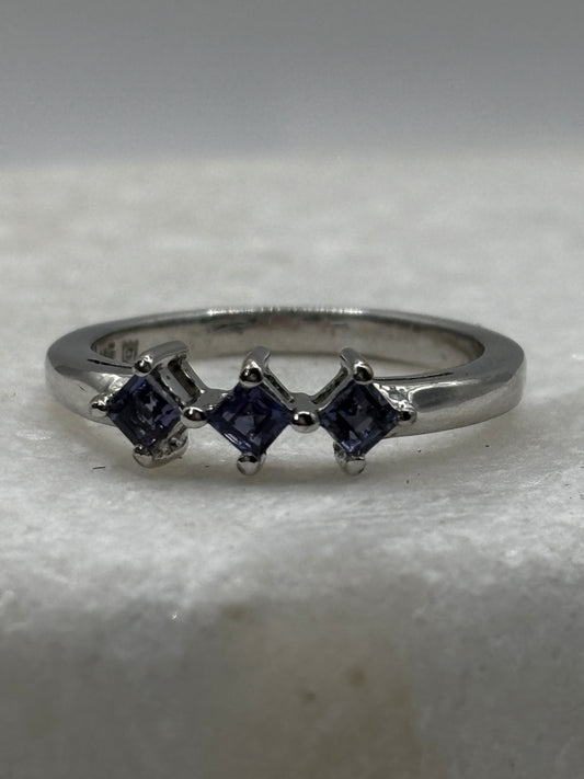 925 Sterling Silver Tanzanite Trilogy Ring - Size M