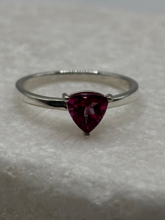 925 Sterling Silver Pink Topaz Ring - UK Size N