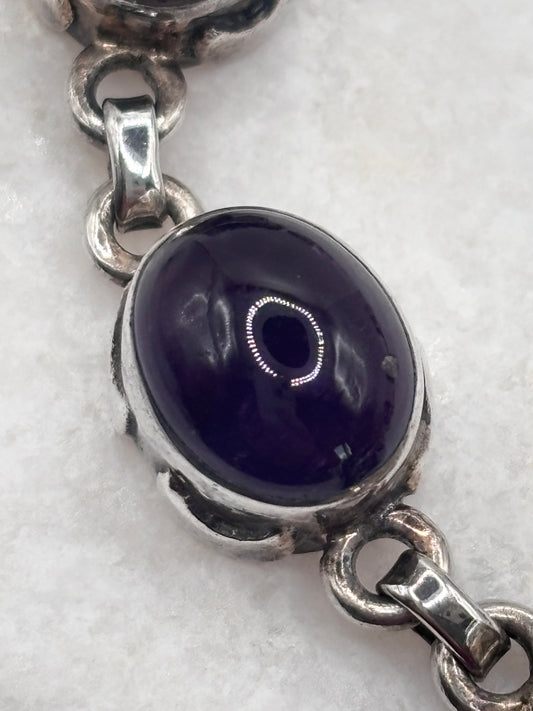 Vintage 925 Sterling Silver Amethyst Bracelet