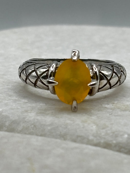 925 Sterling Silver Ethiopian Opal Solitaire Ring - Size O