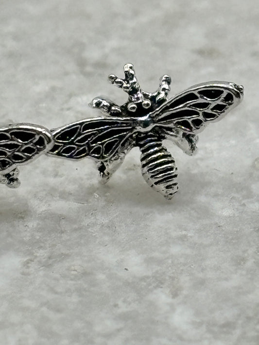 Handcrafted 925 Sterling Silver Bee Earrings