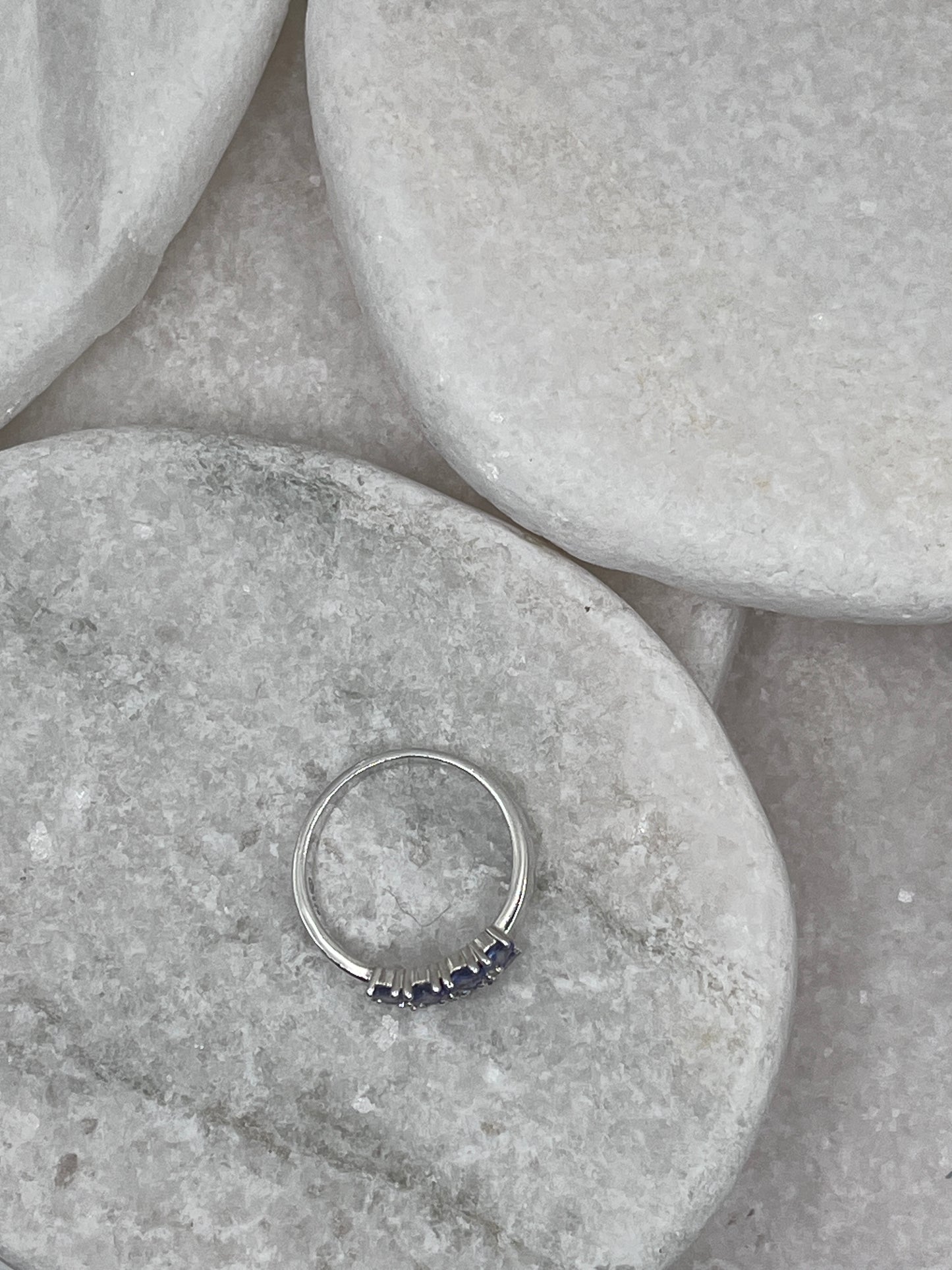925 Sterling Silver Tanzanite Cluster Ring Size S