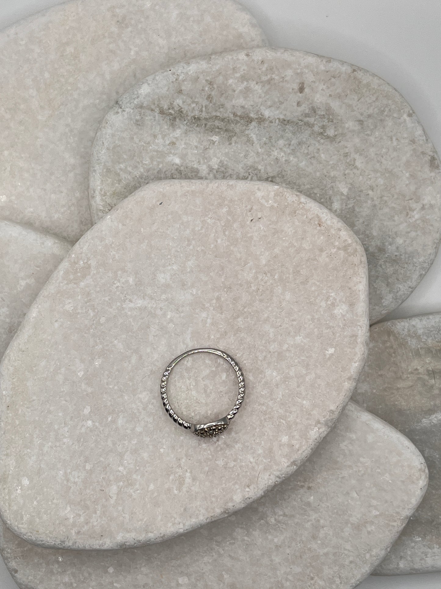 925 Sterling Silver 3 Piece Diamond Oval Ring Size O