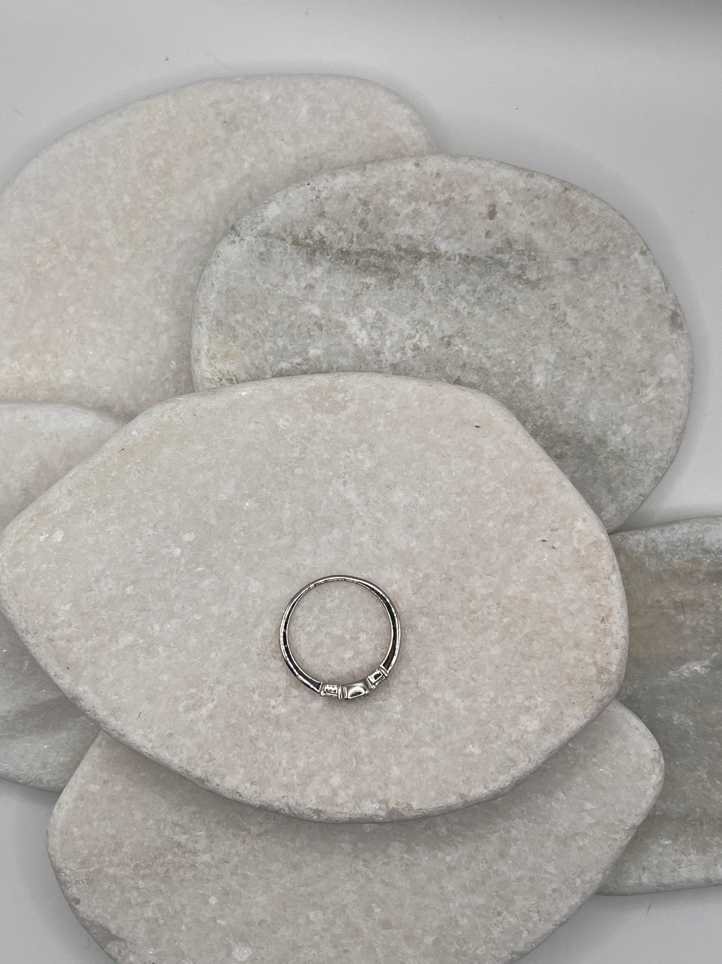 925 Sterling Silver Diamond Trilogy Size O