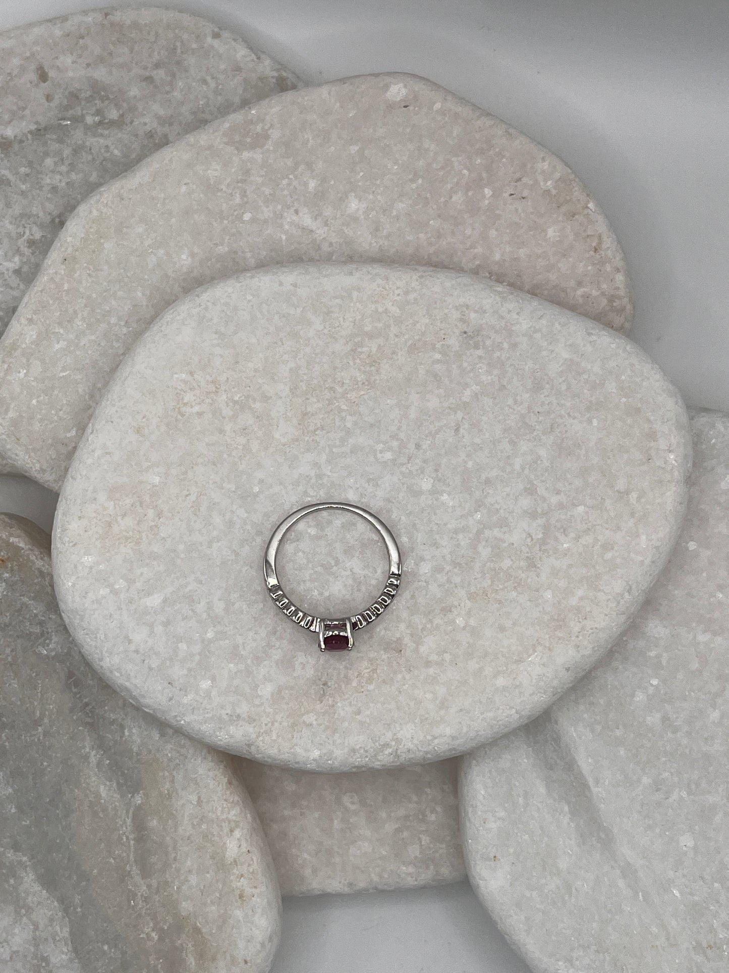925 Sterling Silver Ruby Ring Size P