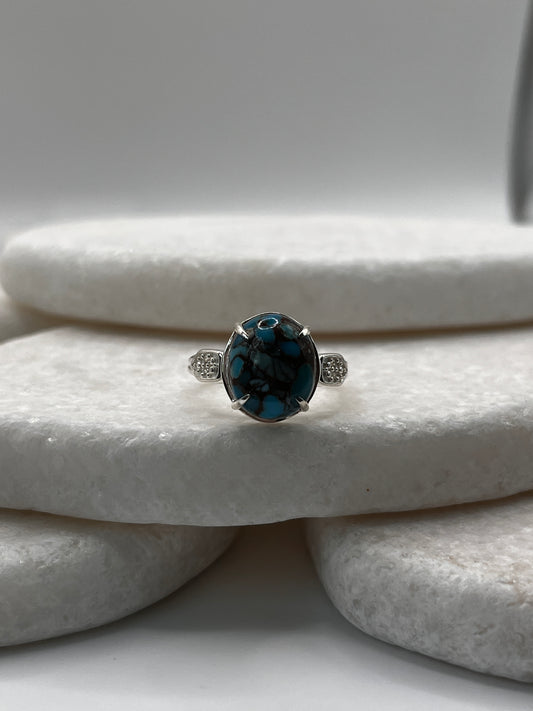 925 Sterling Silver Egyptian Turquoise Ring Size L or O