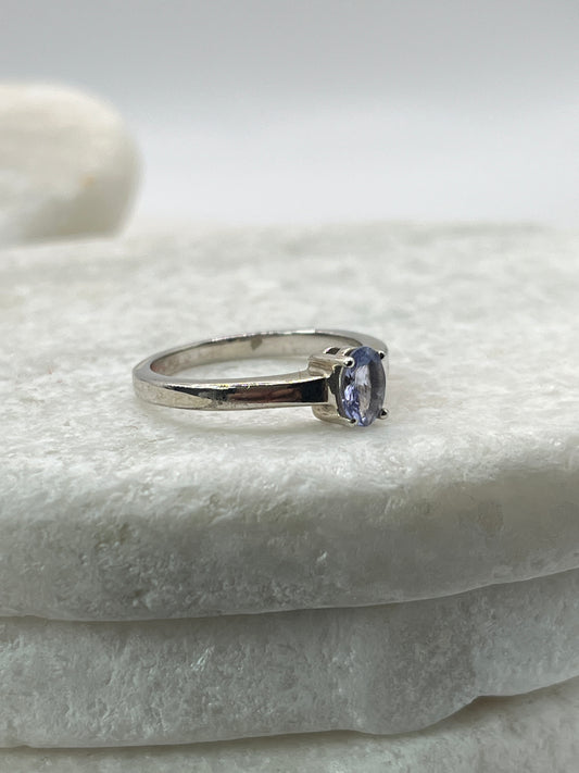925 Sterling Silver Tanzanite Solitaire Ring - Size N