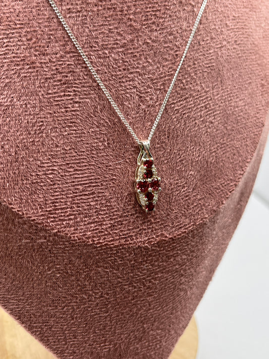 Vintage 925 Sterling Silver Tourmaline and White Topaz Pendant