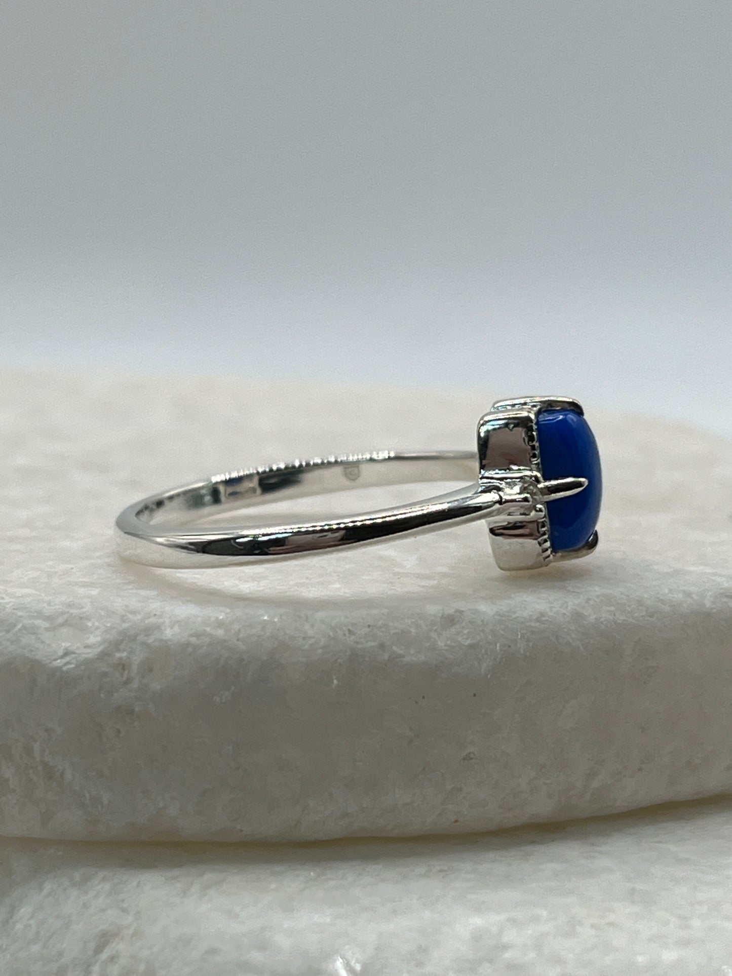 925 Sterling Silver Ceruleite Halo Style Ring - Size R