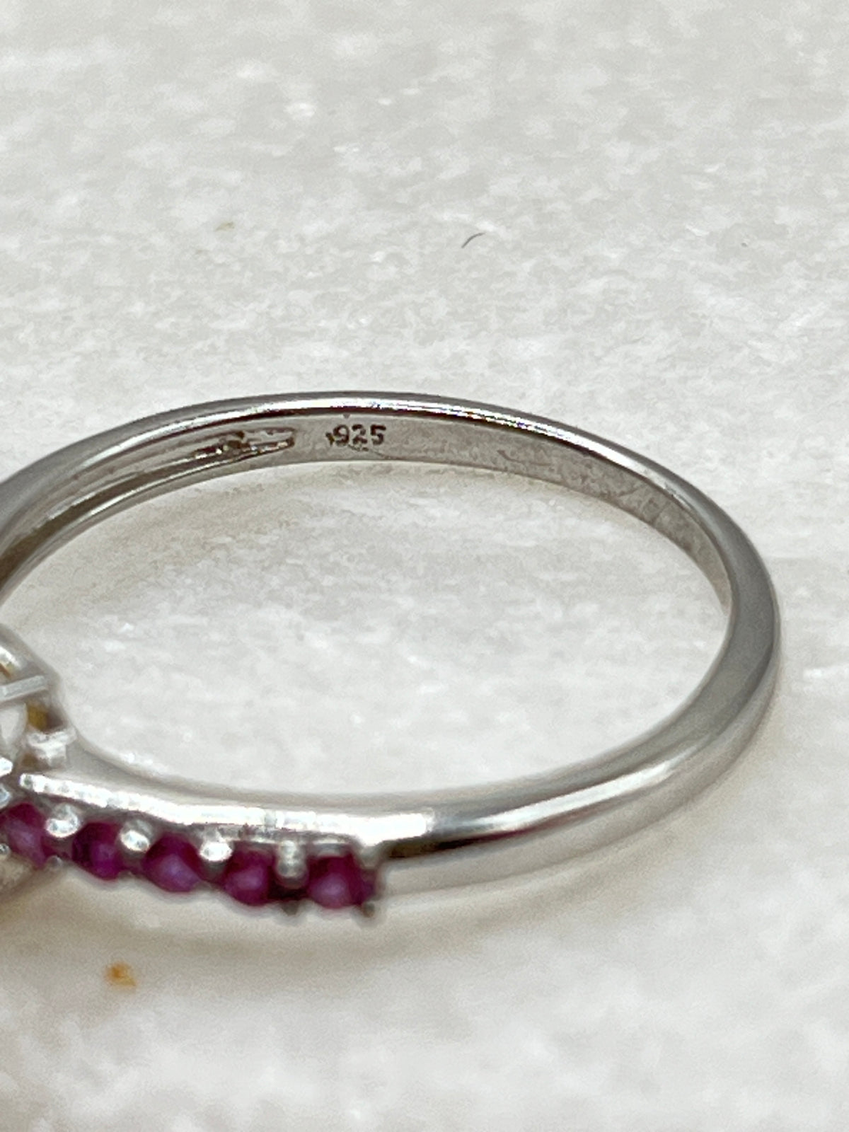 925 Sterling Silver Ethiopian Opal and Pink Tourmaline Ring - Size S