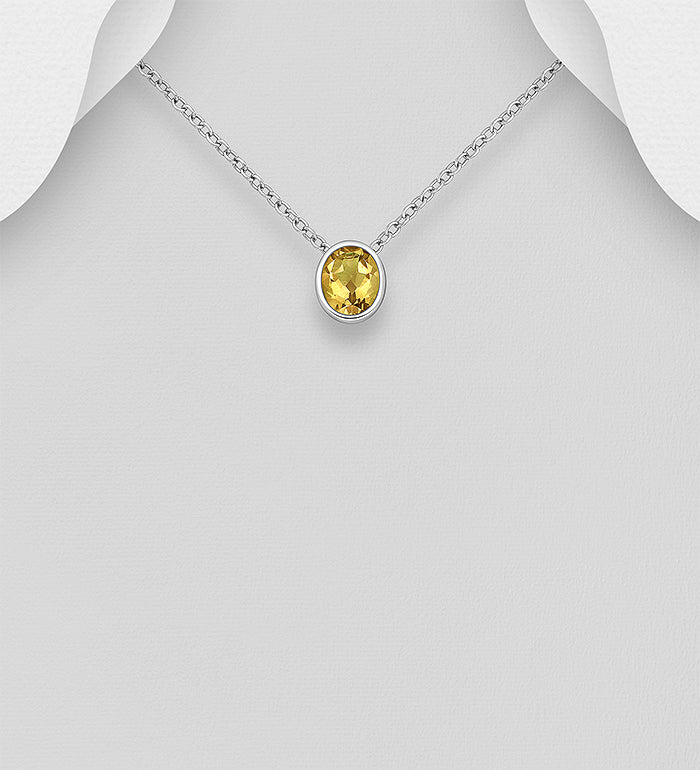 925 Sterling Silver Pendant, Decorated with Various Gemstones
