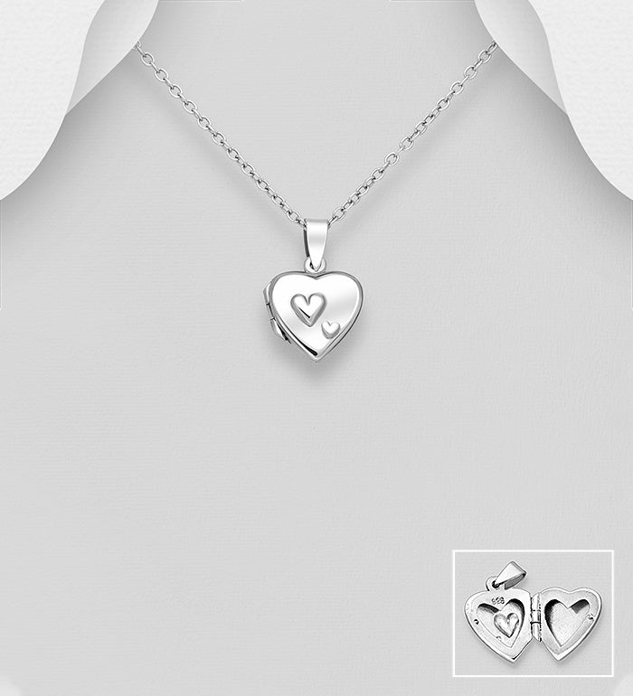 925 Sterling Silver Heart Locket Pendant