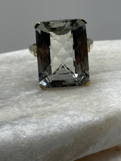 925 Sterling Silver Faceted Tourmaline Large Statement Ring size O