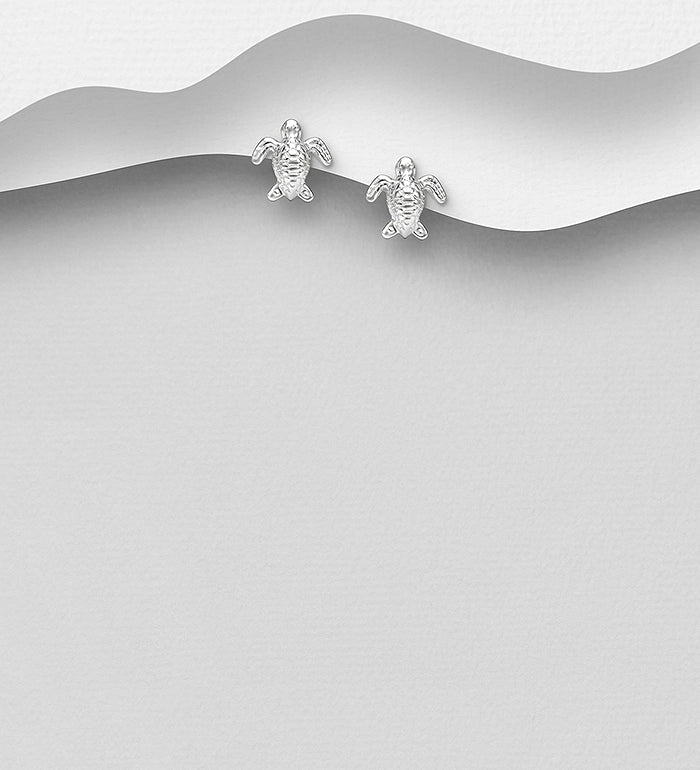 925 Sterling Silver Turtle Push-Back Earrings