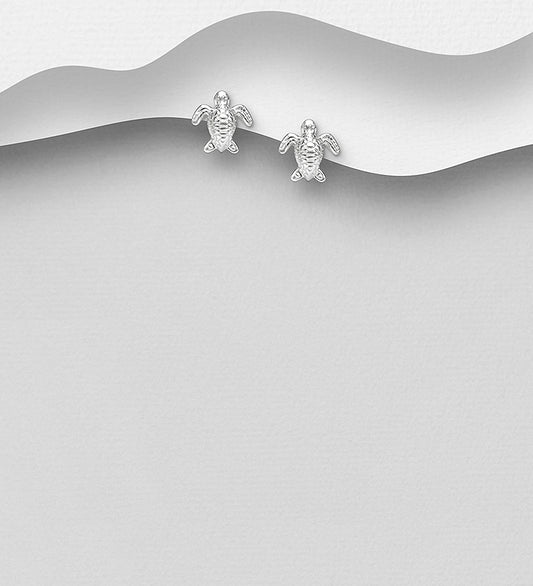 925 Sterling Silver Turtle Push-Back Earrings