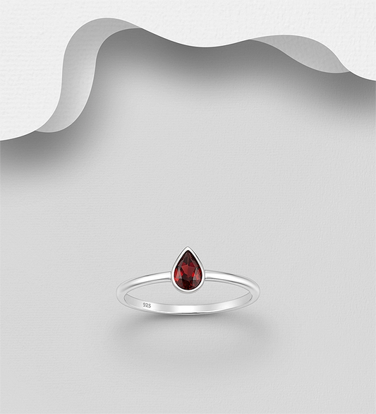 925 Sterling Silver Ring, Decorated with Various Gemstones
