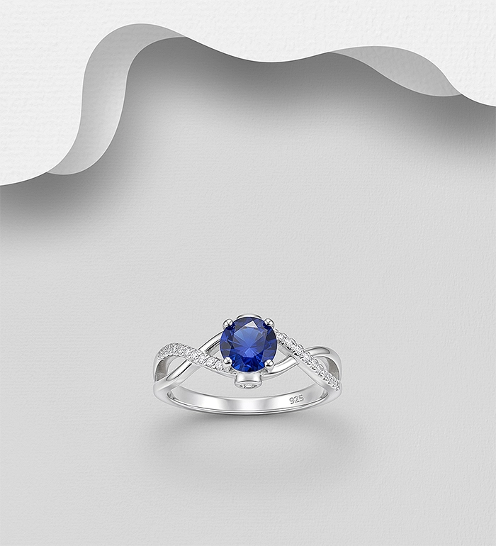 925 Sterling Silver Ring, Decorated with CZ Simulated Diamonds
