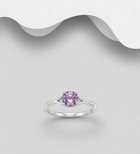 925 Sterling Silver Ring, Decorated with CZ Simulated Diamond