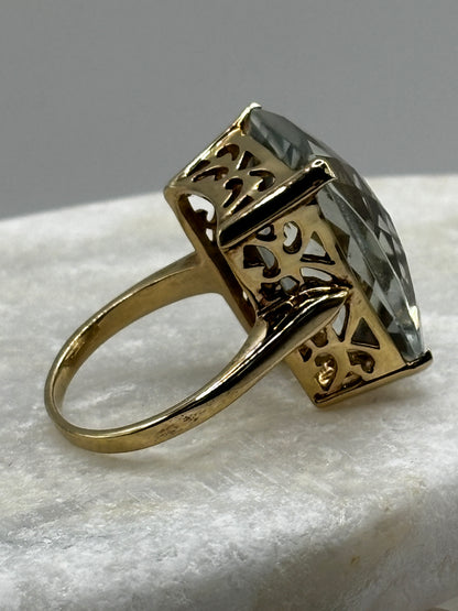 925 Sterling Silver Faceted Tourmaline Large Statement Ring size O