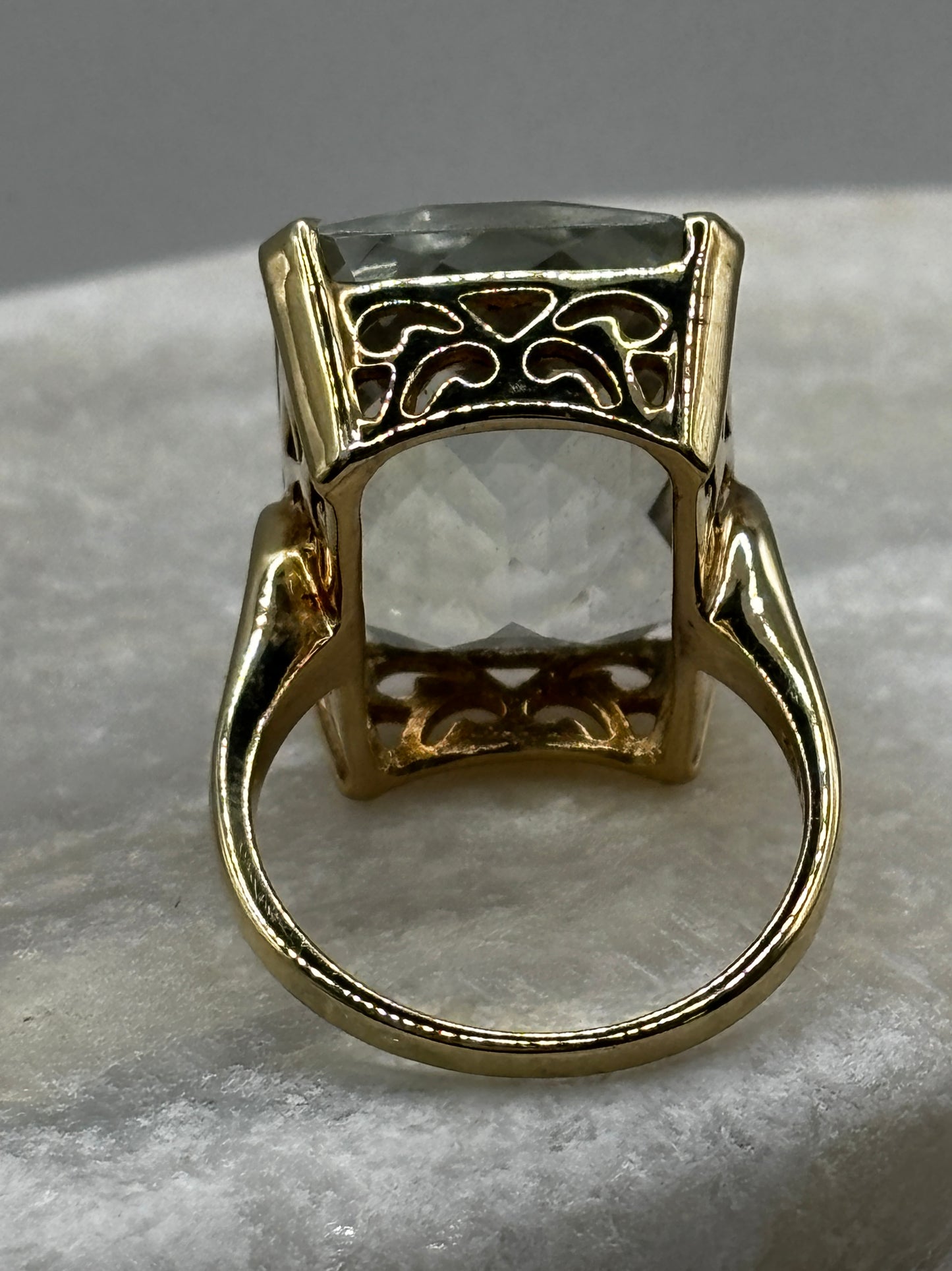 925 Sterling Silver Faceted Tourmaline Large Statement Ring size O
