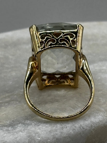 925 Sterling Silver Faceted Tourmaline Large Statement Ring size O