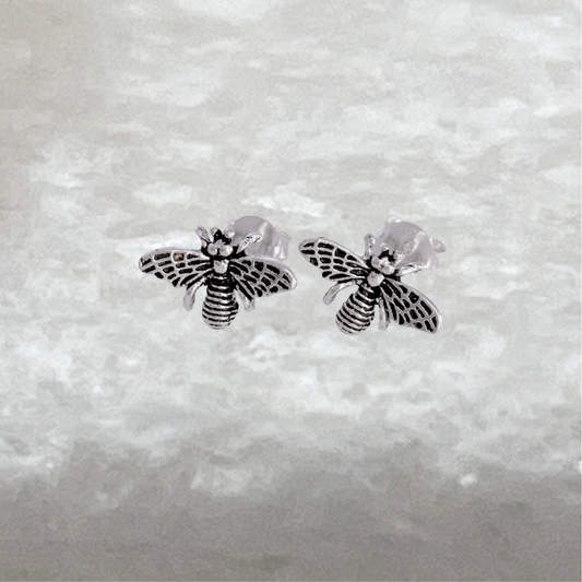 Handcrafted 925 Sterling Silver Bee Earrings