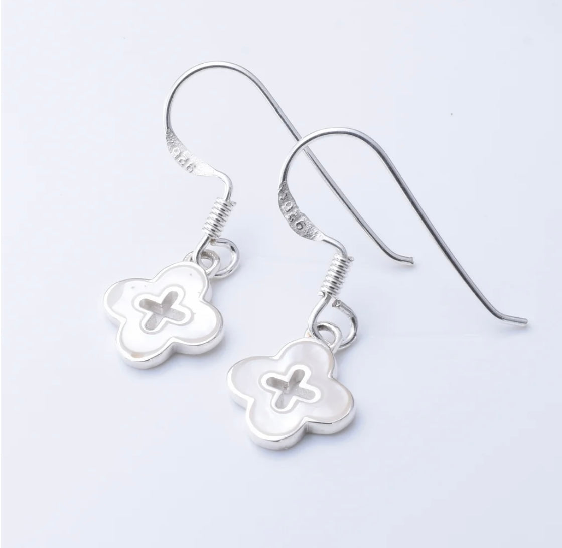 Four leaf clover sterling silver earrings