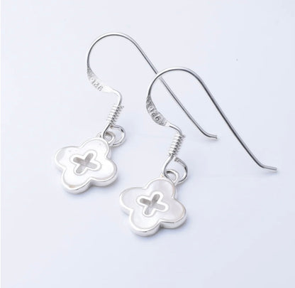 Four leaf clover sterling silver earrings