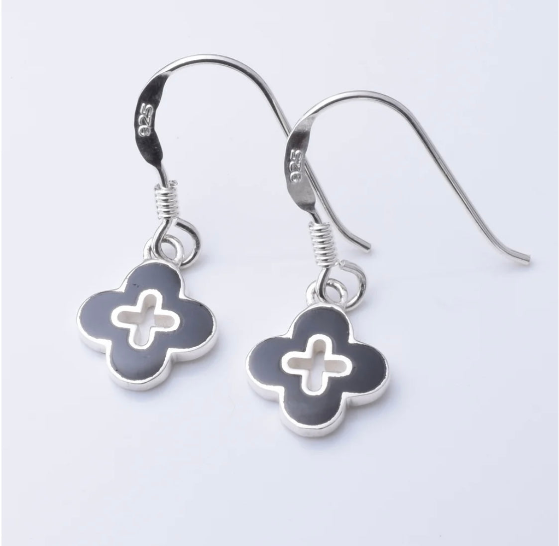 Four leaf clover sterling silver earrings