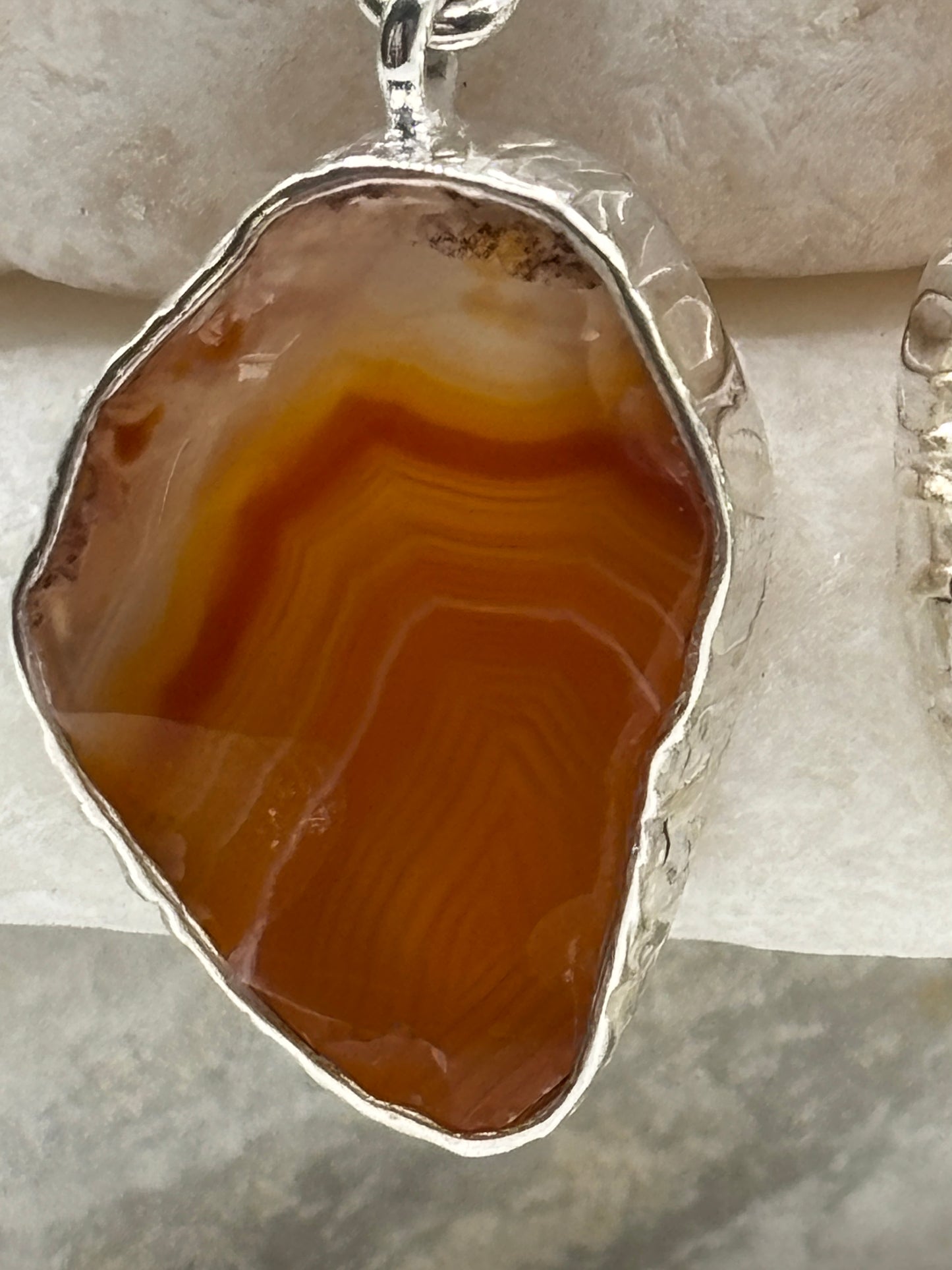 925 Sterling Silver Orange Agate Drop Earrings