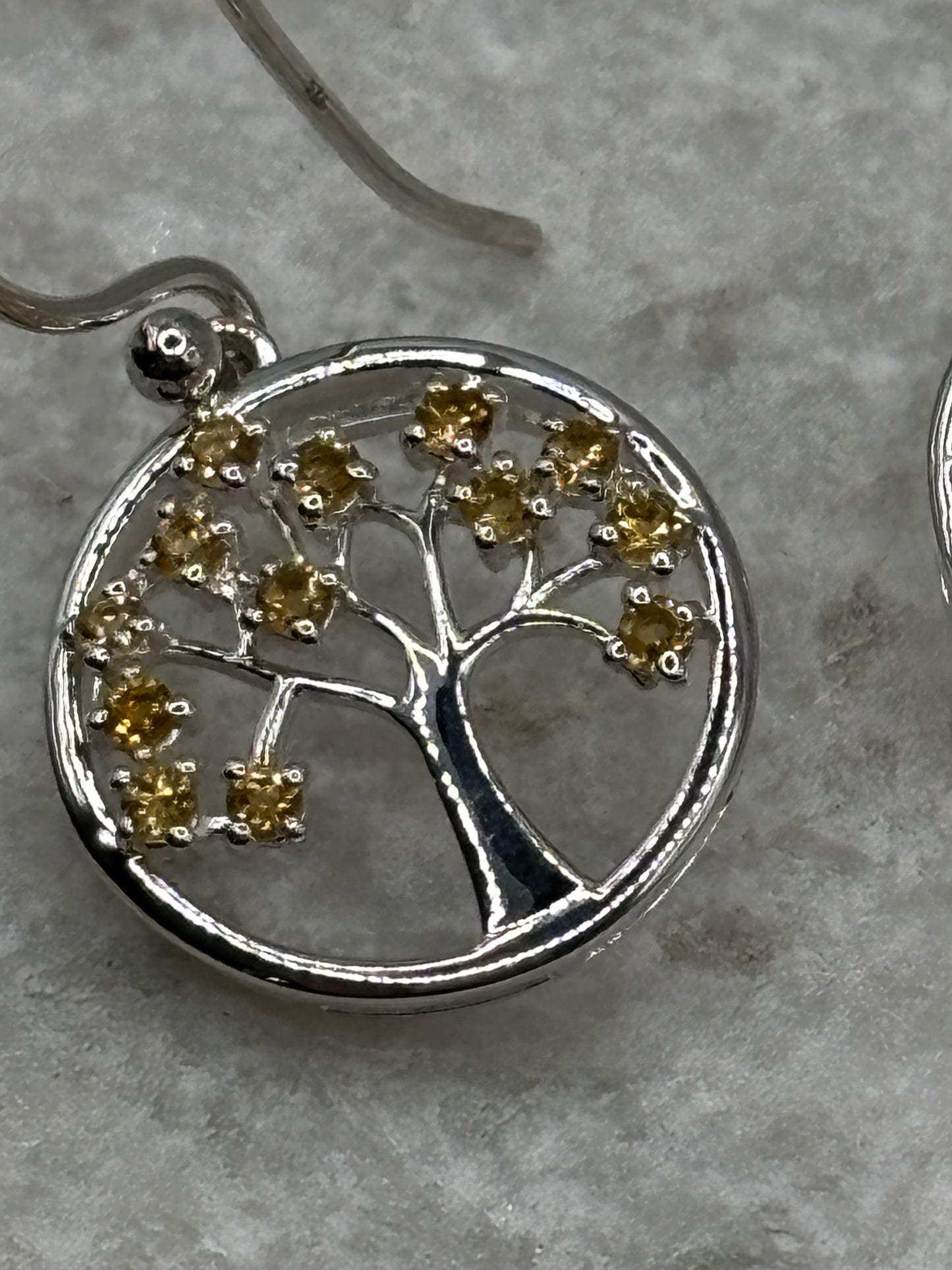 925 Sterling Silver Diamantina Citrine Tree of Life Earrings