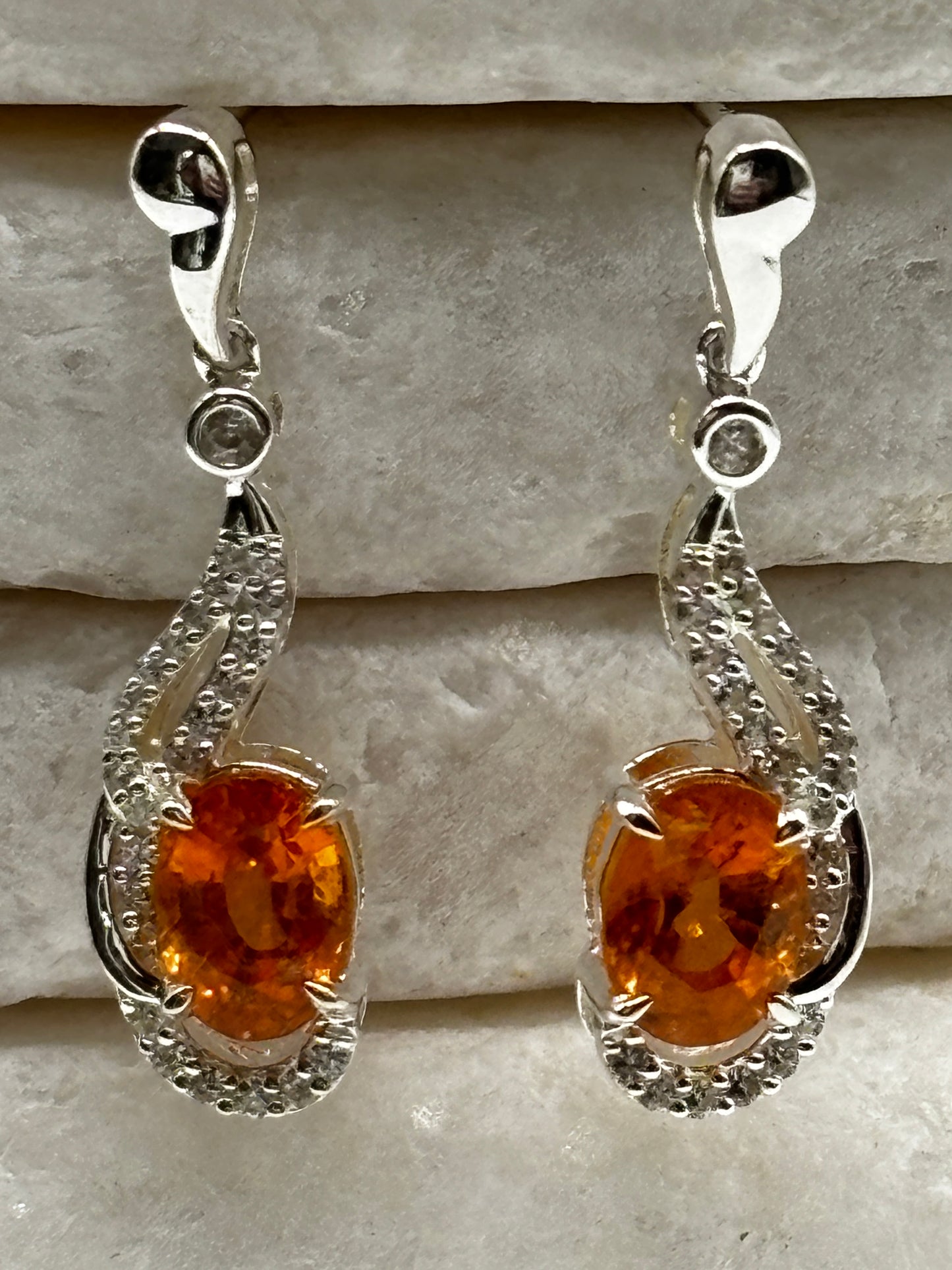 925 Sterling Silver Serenite, Diamantina Citrine & White Zircon Twist Earrings – Multi-Gemstone Statement Jewellery