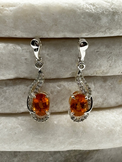 925 Sterling Silver Serenite, Diamantina Citrine & White Zircon Twist Earrings – Multi-Gemstone Statement Jewellery