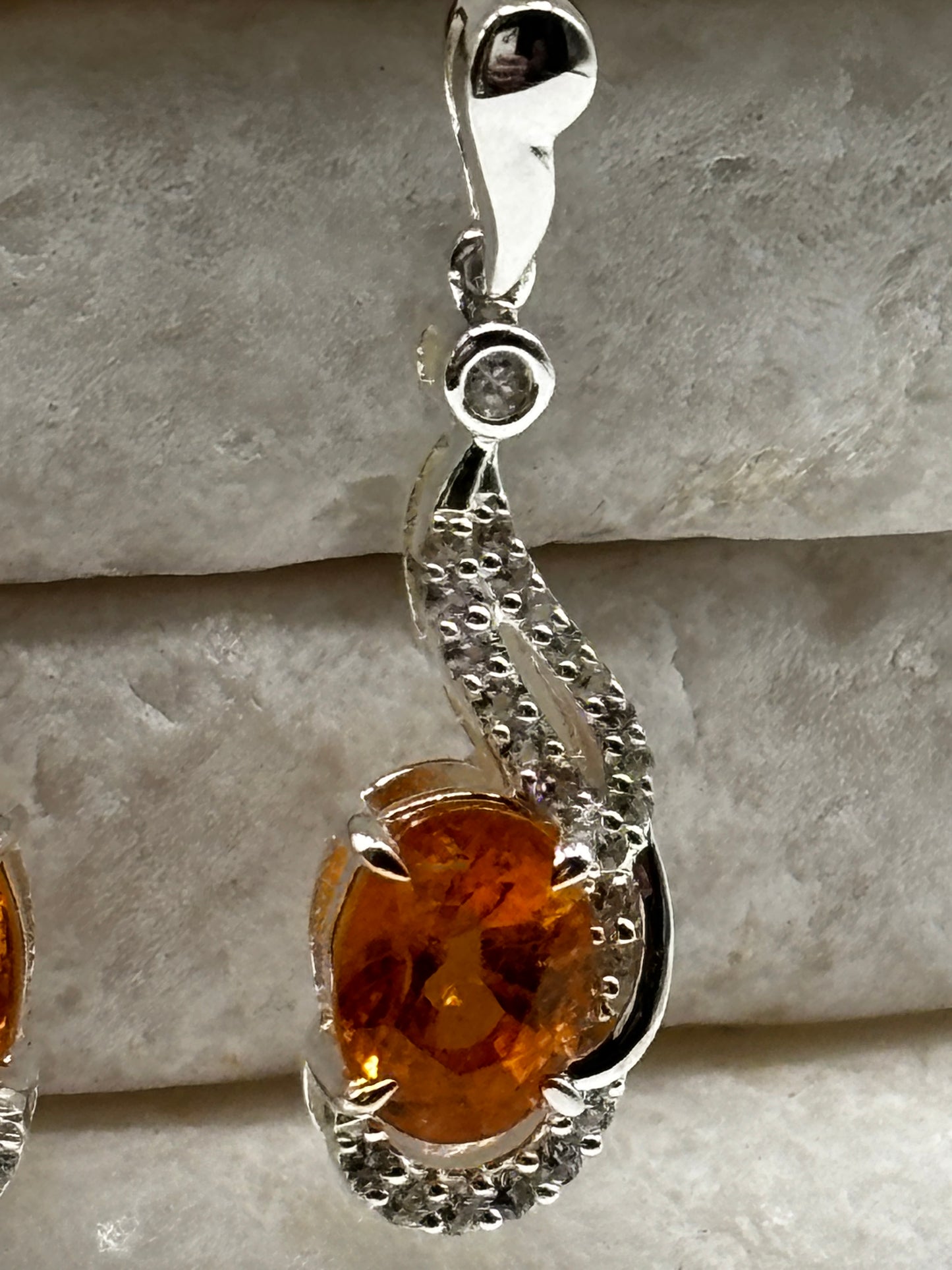 925 Sterling Silver Serenite, Diamantina Citrine & White Zircon Twist Earrings – Multi-Gemstone Statement Jewellery