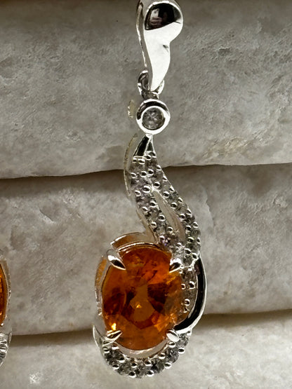 925 Sterling Silver Serenite, Diamantina Citrine & White Zircon Twist Earrings – Multi-Gemstone Statement Jewellery