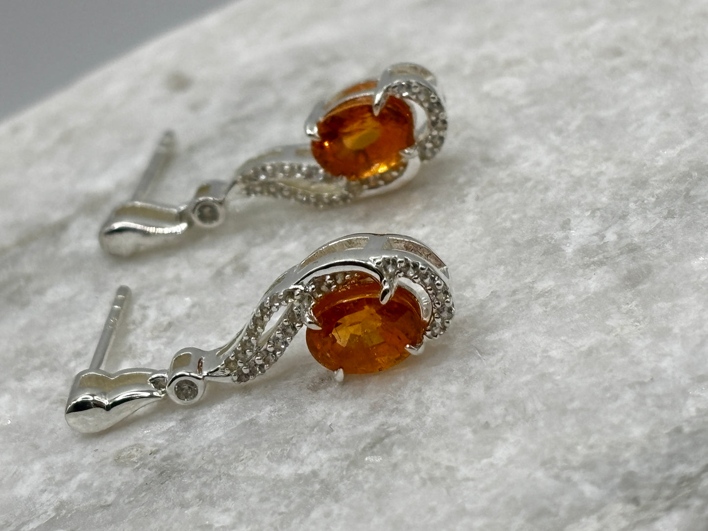 925 Sterling Silver Serenite, Diamantina Citrine & White Zircon Twist Earrings – Multi-Gemstone Statement Jewellery