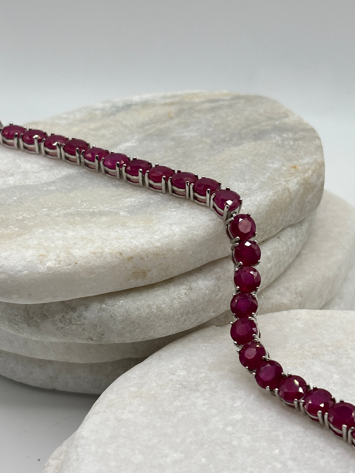 925 Sterling Silver Ruby Bracelet – Genuine Gemstone Jewellery