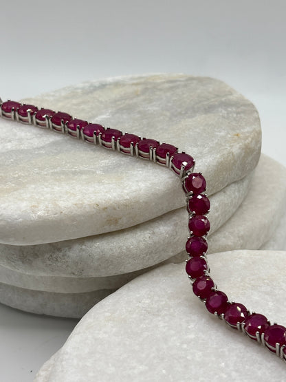 925 Sterling Silver Ruby Bracelet – Genuine Gemstone Jewellery