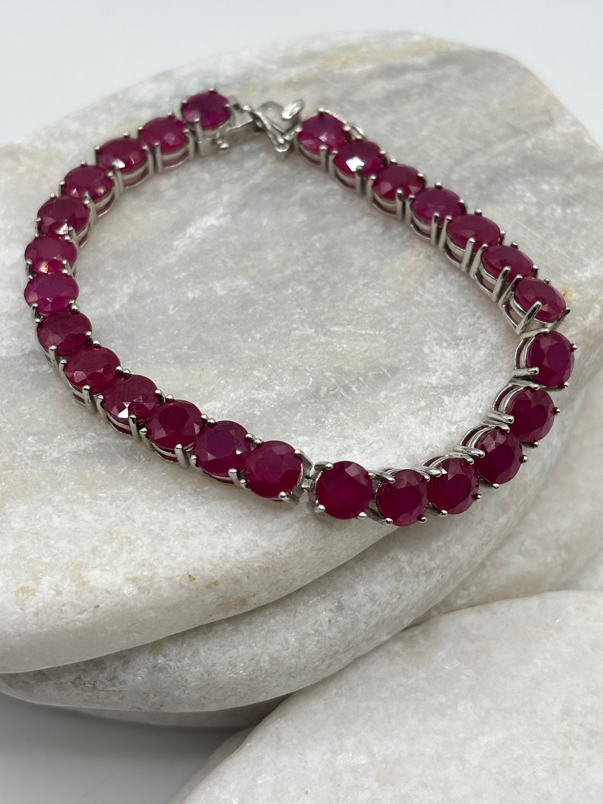 925 Sterling Silver Ruby Bracelet – Genuine Gemstone Jewellery