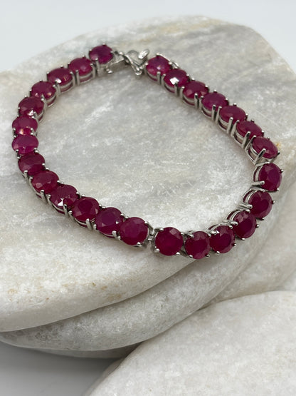 925 Sterling Silver Ruby Bracelet – Genuine Gemstone Jewellery