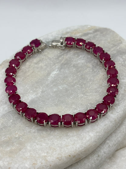 925 Sterling Silver Ruby Bracelet – Genuine Gemstone Jewellery