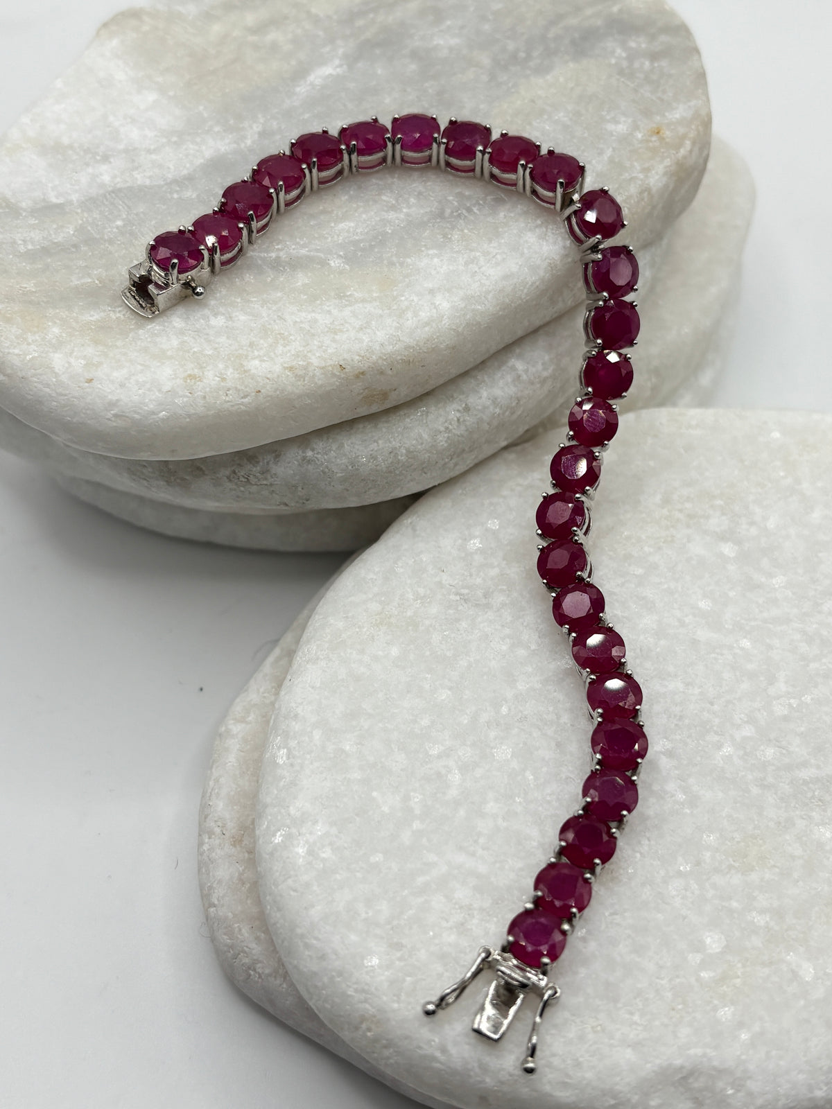 925 Sterling Silver Ruby Bracelet – Genuine Gemstone Jewellery