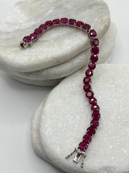 925 Sterling Silver Ruby Bracelet – Genuine Gemstone Jewellery