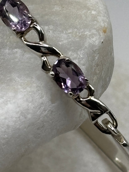 925 Sterling Silver Amethyst Trilogy Twist Bangle