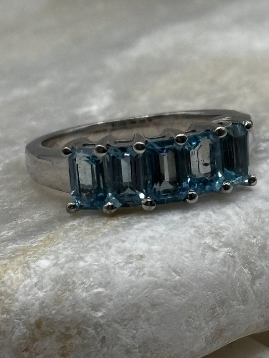 925 Sterling Silver Baguette Cut Half Eternity Ring Size M