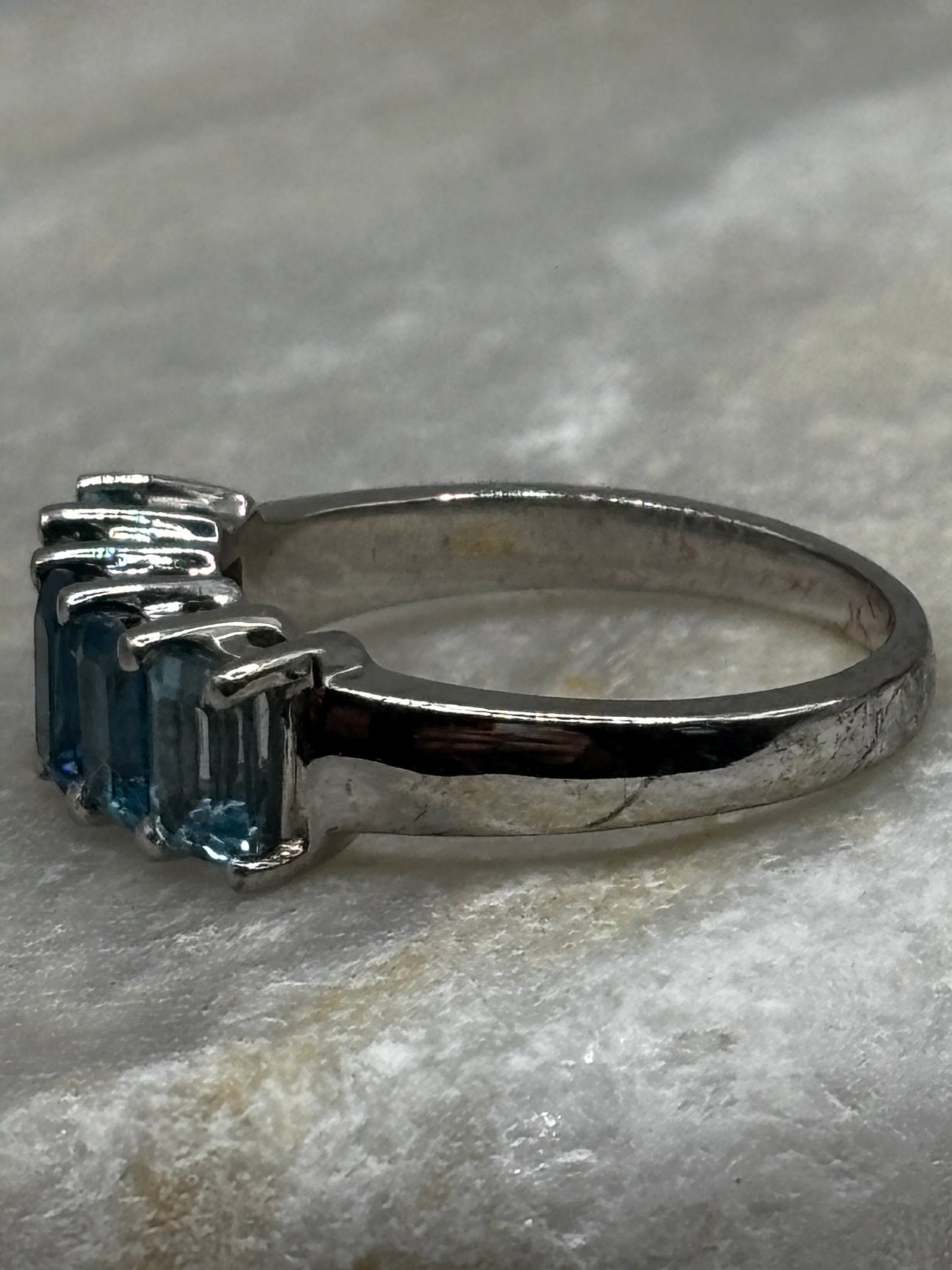 925 Sterling Silver Baguette Cut Half Eternity Ring Size M